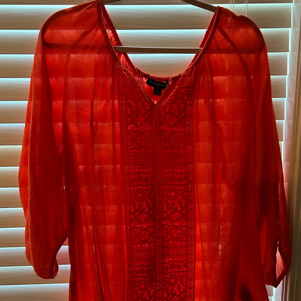 Bright orange summer blouse-cotton material.